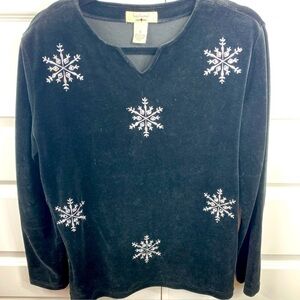 Bechamel Holiday velour sequin snowflakes party top Christmas XL Extra Large